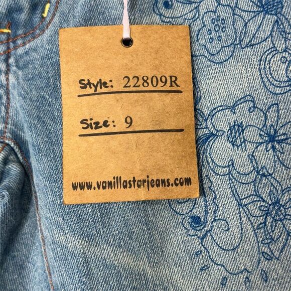 Y2K Vanilla Star Floral Embroidered Low Rise Jeans NWT Distressed Size 9 - Picture 6 of 7